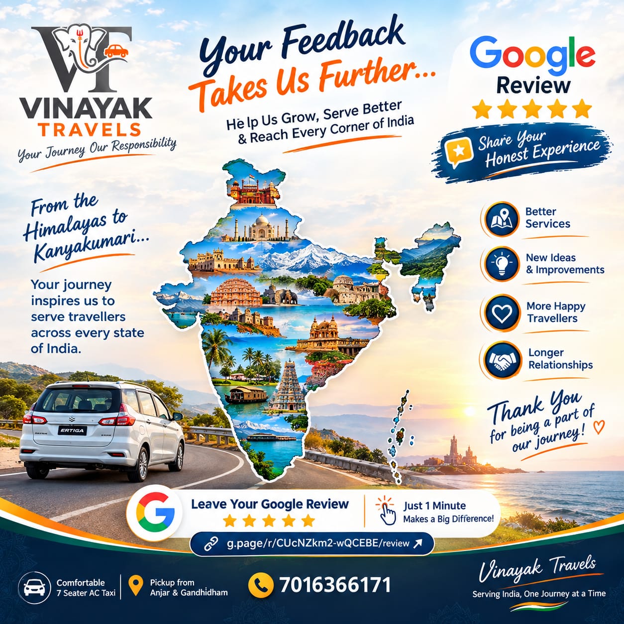 Share your Google review for Vinayak Travels